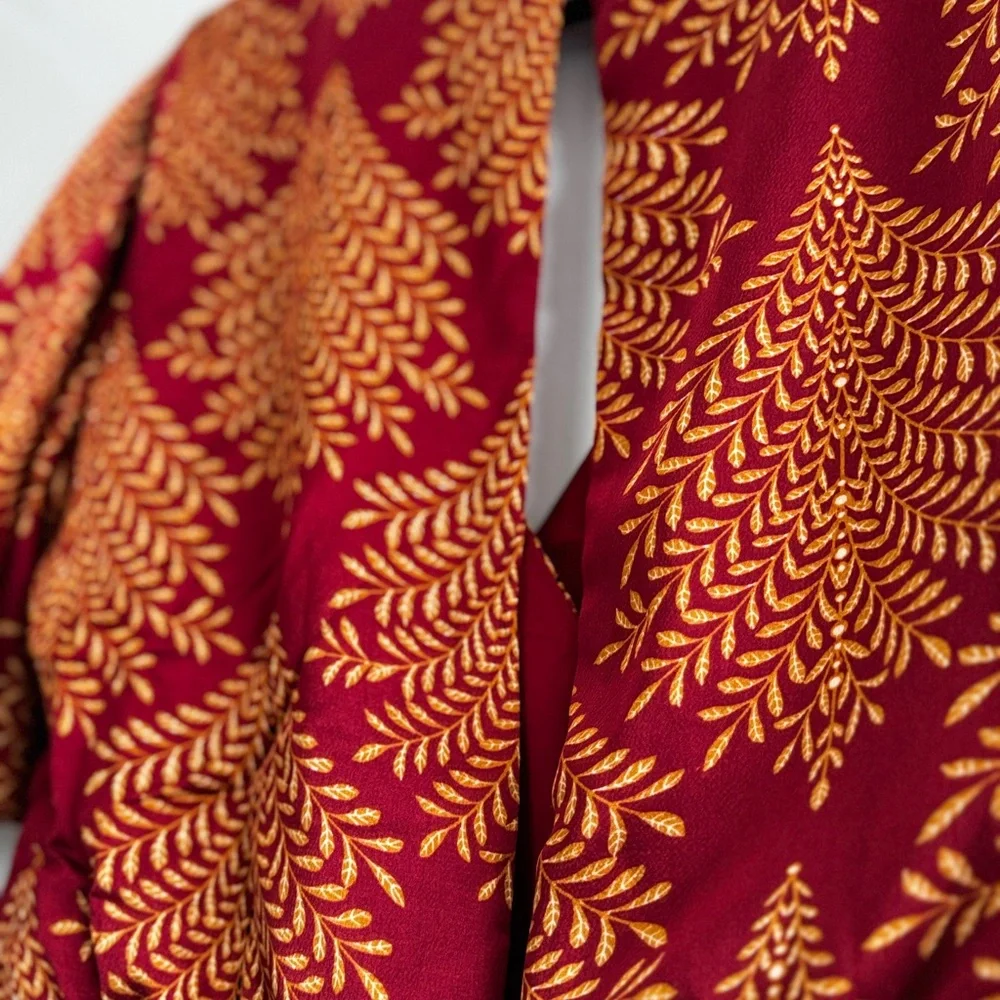 Selfie Leslie Red and Gold Long Sleeve Romper - Picture 10 of 10